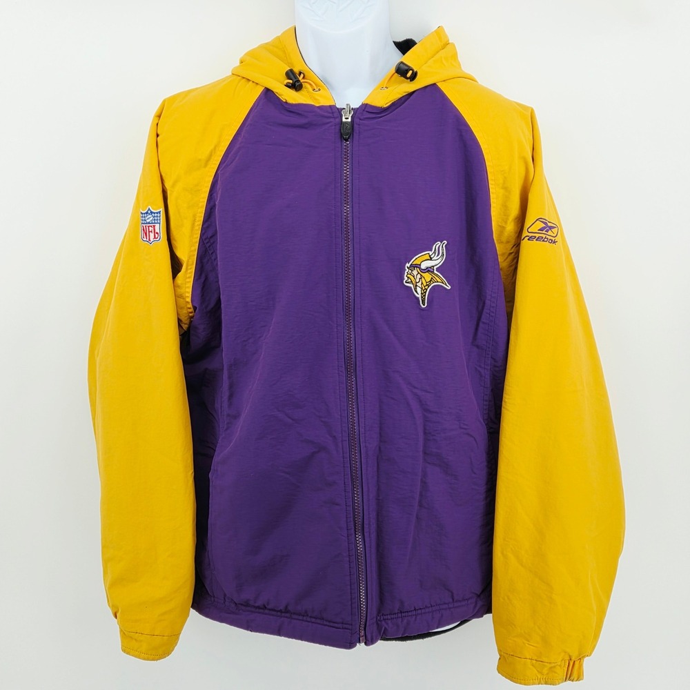 Reebok Minnesota Vikings NFL Reversible Winter Jacket‎ Coat Mens Large Vintage